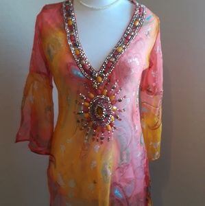 Sequin detail swimsuit cover up